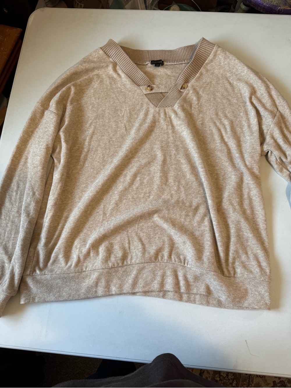 Coco + Carmen Cream Beige V-Neck Sweater